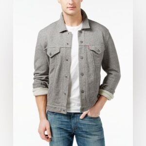 Levi Men’s French Terry Tucker Jacket in Grey Heather